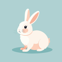 Obraz premium Rabbit simple style flat cartoon illustration vector design