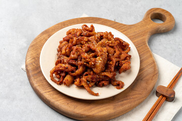 Korean food, chicken feet, boneless, spicy, soup, steamed eggs, flying fish eggs, rice balls, side dishes, pickled radish, tteokbokki