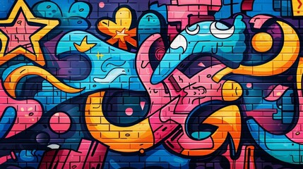An artistic fusion of modern Gen-Z techniques and classic '80s and '90s graffiti, captured in a vibrant and dynamic vector illustration.