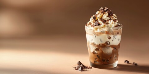 Chocolate ice coffee with whipped cream - obrazy, fototapety, plakaty