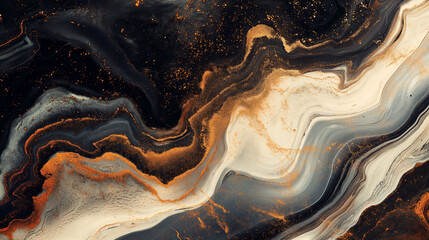 Abstract marble ink painted texture luxury background, dark brown ,beige and gold - obrazy, fototapety, plakaty