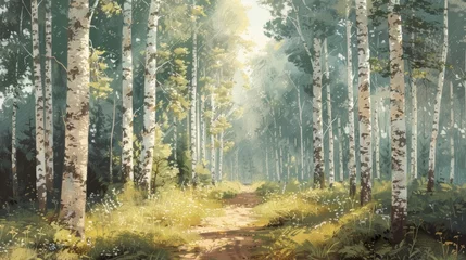 Foto op Canvas Imagine a beautiful oak grove depicted with intricate paint strokes. © tonstock