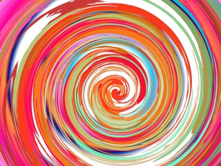 Vortex with red, pink, blue and green colors - abstract graphic with effect of depth of space, mixing colors, motion, rotation, infinity. Topics: texture, pattern, abstraction, wallpaper, computer art