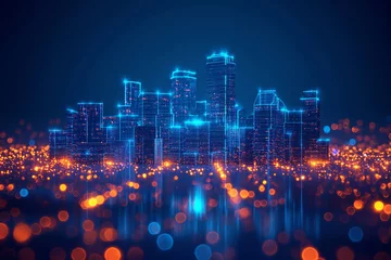 Foto op Aluminium City of the future, connected by artificial intelligence, futuristic, cyberpunk city background © Katrin_Primak