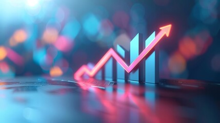 A dynamic  chart presenting growth in investments, perfect for business presentations, featuring a moving arrow indicating upward trends.