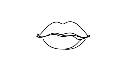 Continuous line female lips, vector illustration.