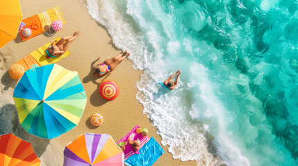 Naklejka premium Ocean Bliss: Sunbathing Delight