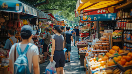 Fototapeta na wymiar Market Magic: Summer's Cultural Exchange