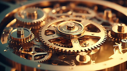 Precision engineering with a close-up of gears and cogs in motion.