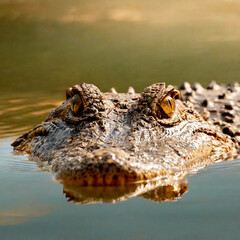 Obraz premium 조심스럽게 다가오는 악어