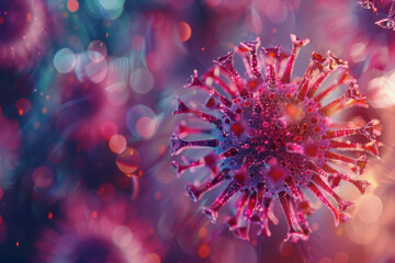 Fototapeta premium Bacteria virus, microbe Bacteria virus or germs microorganism cells under a microscope. AI Generator