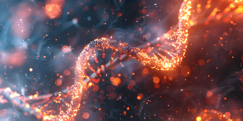 A futuristic concept of information technology DNA molecule structure 3d rendering - Powered by Adobe