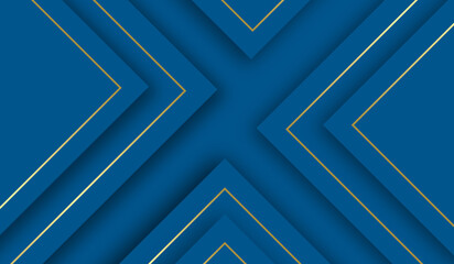 Abstract background elegant blue geometric square overlapping with golden line stripes. Luxury style  - obrazy, fototapety, plakaty