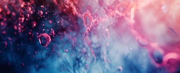 Dewy droplets and shimmering bokeh interplay in a radiant display of pastel light, offering a mystical and soothing abstract visual. - obrazy, fototapety, plakaty