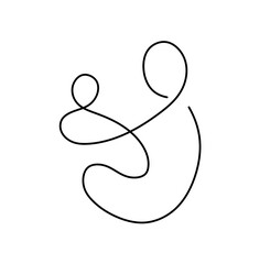 Vector isolated one sinle simple motherhood maternity mother with baby symbol tattoo one single contemporary line art colorless black and white contour line easy drawing
