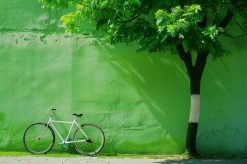Bicycle on green background. - 768013324