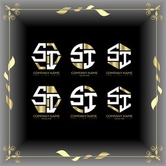 SI letter luxury logo set design.SI monogram polygonal and circle shape vector. SI luxury design.