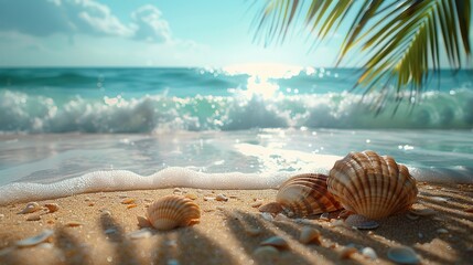 Three Seashells on Sandy Beach