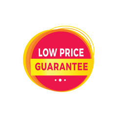 Low price guarantee red label icon for announcement, advertising, vector. Flat design template for banner.