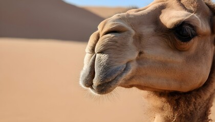 A Camels Nostrils Flaring As It Sniffs The Air - obrazy, fototapety, plakaty