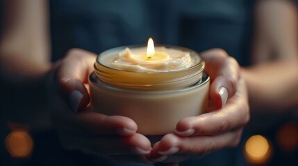 Person Holding Jar With Candle - Powered by Adobe