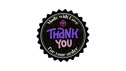 Thank you for your order label, sticker for the package, great design icon for your business