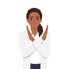 Young doctor woman with crossed arms gesture. Flat vector illustration isolated on white background