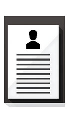 Modern Minimalist CV or Resume Icon with Human Silhouette Outline