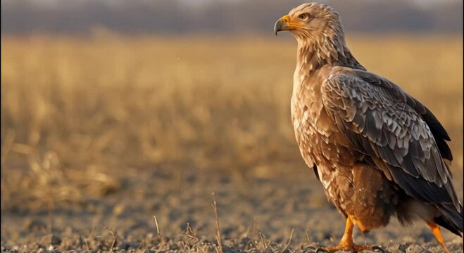an eagle in a barren, cracked land footage