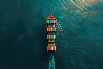A container ship at a port showcasing smart logistics technology for efficient freight shipment tracking and delivery. Concept Container Ships, Port Technology, Efficient Logistics, Freight Tracking