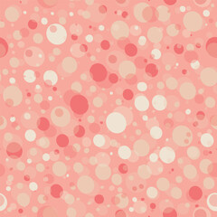 Vector seamless background pink dotted pattern. Simple whimsical minimal earthy 2 tone color texture with overlapping dots. Kids nursery wallpaper or boho bubble dots all over print.