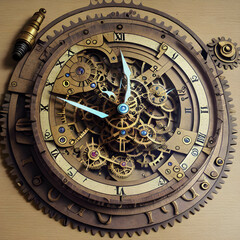 Steampunk gear clock, Oil Painting - 768023301