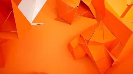 A striking composition of orange paper shapes arranged on an orange background, playing with form, shadow, and the illusion of three-dimensionality