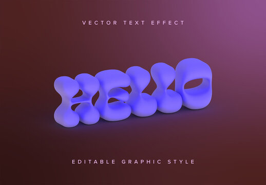 Purple Inflated 3D Text Effect Mockup