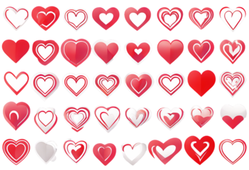 illustration various heart shapes icons red different vector shape icons has styles passion variety love graphic