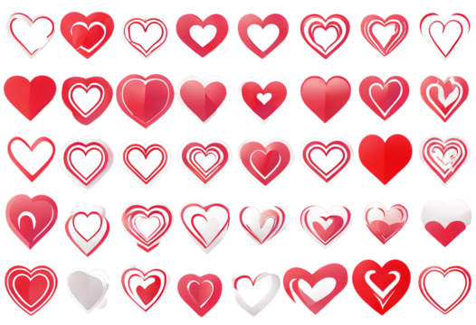 illustration various heart shapes icons red different vector shape icons has styles passion variety love graphic