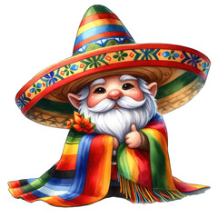 Cinco de Mayo Festival gnome is celebrating Cinco de Mayo with festive fun. transparent background - obrazy, fototapety, plakaty
