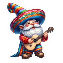 Obraz na płótnie Canvas Cinco de Mayo Festival gnome is celebrating Cinco de Mayo with festive fun. transparent background