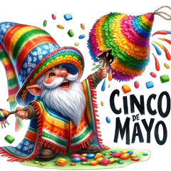 Cinco de Mayo Festival gnome is celebrating Cinco de Mayo with festive fun. transparent background