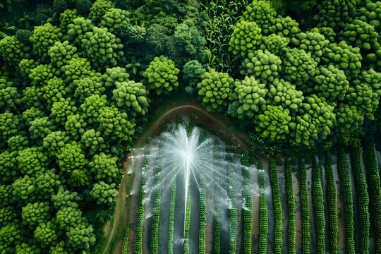 Smart irrigation systems in agriculture optimize water use enhancing crop growth and sustainability. Concept Agriculture, Irrigation Systems, Water Management, Crop Growth, Sustainability