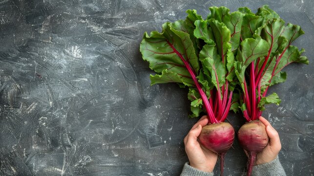 Flat lay composition of fresh beetroot on wooden kitchen table for stock photo concept