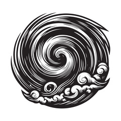 a black and white drawing of a spiral with the word spiral on it.