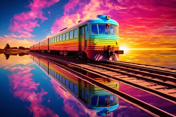 a train on the tracks - obrazy, fototapety, plakaty