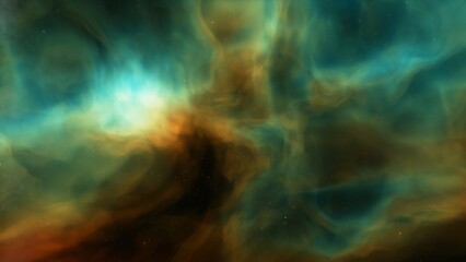 Cosmic background with a blue purple nebula and stars
