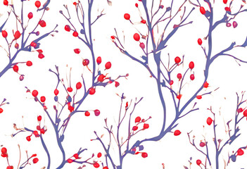 background confusion seamless pattern floral Vector Stylish texture branches Endless berries