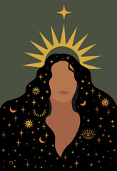 Hand drawn woman portrait illustration