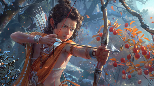 little lord shri ram holding arrow and bow