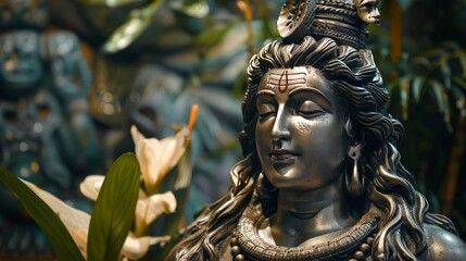 Obraz premium gray sculpture of god shiva