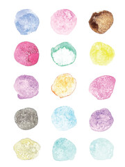 Vector colorful watercolor design elements hand drawn with salt. Texture background, abstract illustration gradient isolated on white background