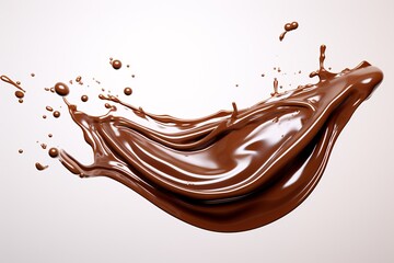 a chocolate splashing in a white background - obrazy, fototapety, plakaty